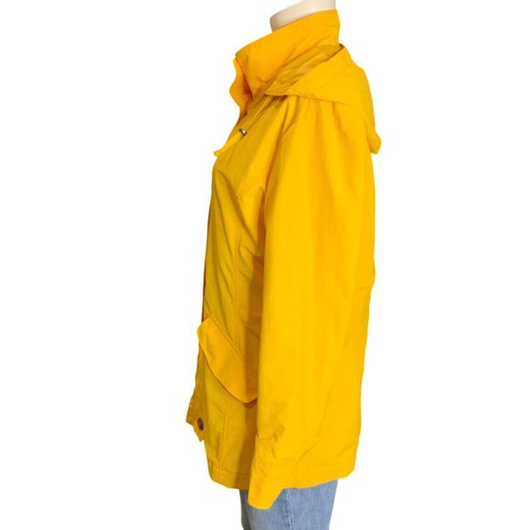 Lands End Women's small yellow hooded rain coat/Storm Jacket zipper & button fro - Picture 7 of 13